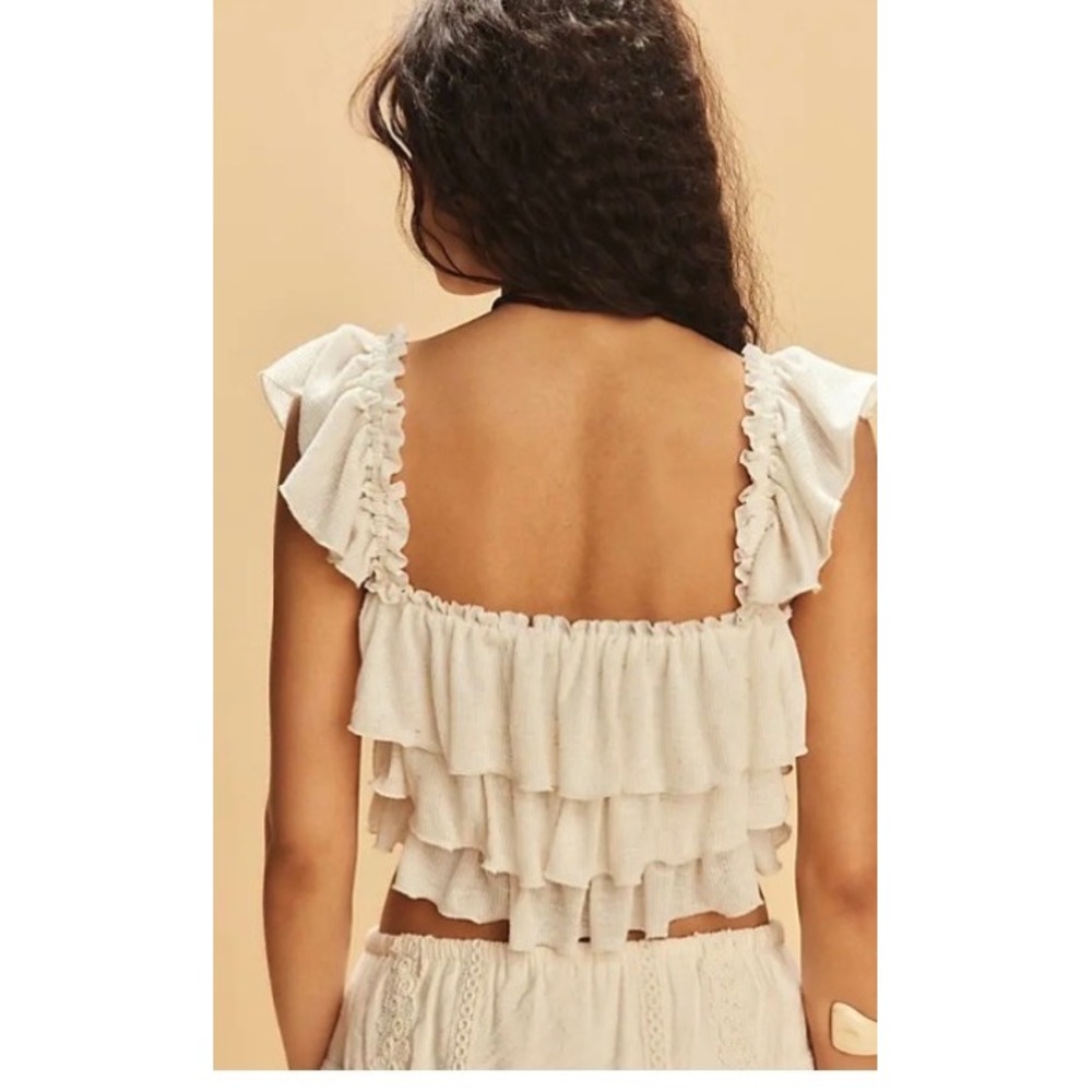 Free People Mila Ribbed Ruffle Top - Picture 2 of 6